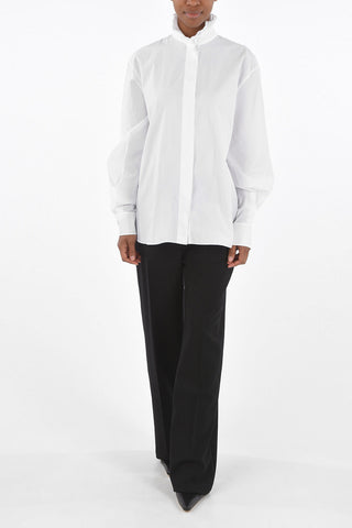Ruffle Neck Cotton Shirt