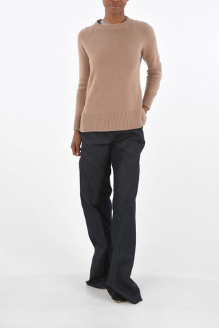 Crew Neck COMO Cashmere Pullover with Sleeve Braids