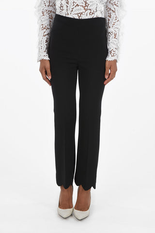 Pantaloni Cropped Flare con Fondo Smerlato