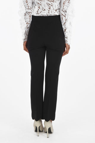 Pantaloni Cropped Flare con Fondo Smerlato