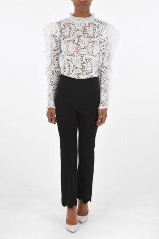 Pantaloni Cropped Flare con Fondo Smerlato