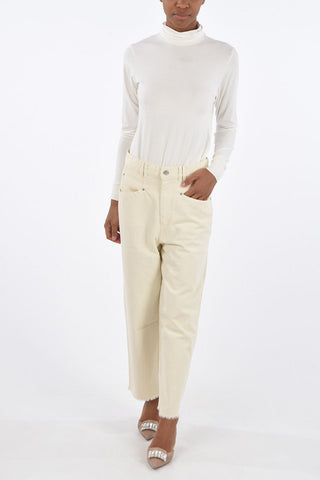 High-waisted WIDE LEG Denims with Raw Cut Edges