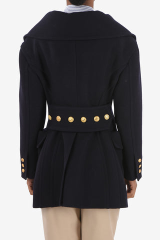 Double-breasted Coat with Maxi Rever and Jewel Buttons