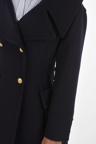 Double-breasted Coat with Maxi Rever and Jewel Buttons