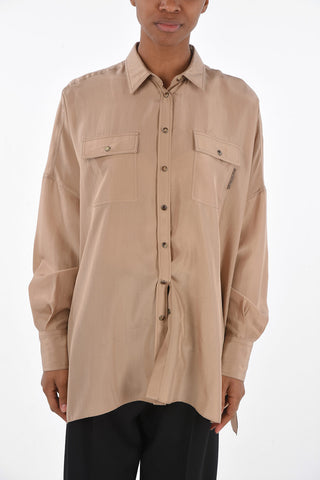 2 Breast-pocket Silk Shirt with Snap Buttons