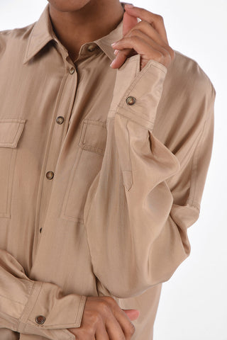 2 Breast-pocket Silk Shirt with Snap Buttons
