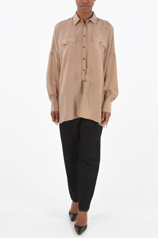 2 Breast-pocket Silk Shirt with Snap Buttons