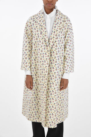 Floral Patterned Silk Trench with Flap Pockets
