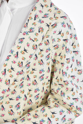 Floral Patterned Silk Trench with Flap Pockets
