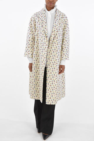 Floral Patterned Silk Trench with Flap Pockets