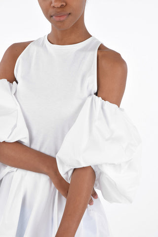 Off Shoulder Cotton Blouse with Puff Sleeves