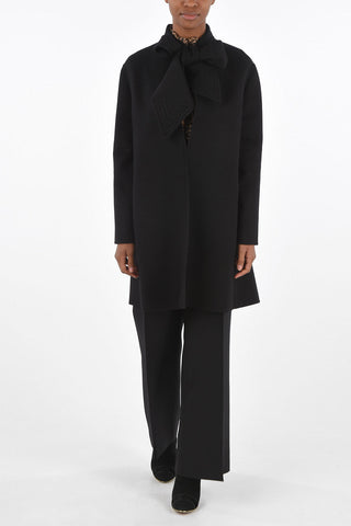 Cappotto Tie Neck Sfoderato con Tasche a Filo