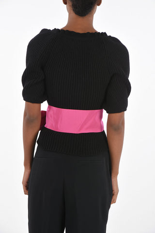 Peasant 3/4-sleeved Sweater with Belt