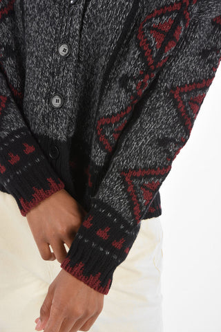 Wool Geometric Patterned Buttoned Cardigan