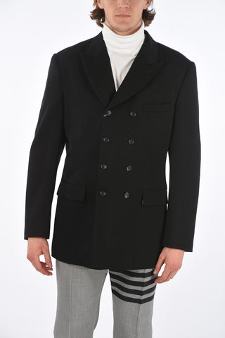 Blazer Doppiopetto in Lana con Rever a Lancia
