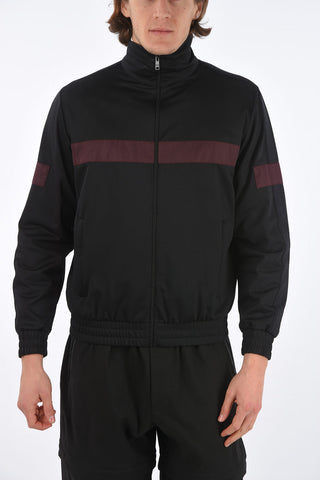 2 Pocket Sweatshirt with Front Zip and Contrasting Bands