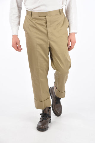 Cotton Twill Pants with Cuffed Hem