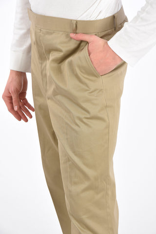 Cotton Twill Pants with Cuffed Hem