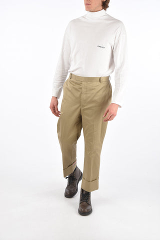 Cotton Twill Pants with Cuffed Hem