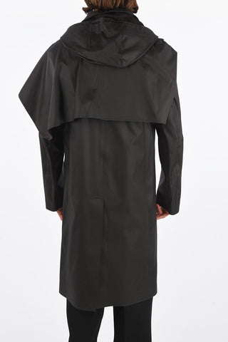 Coated Cotton Overcoat with Hood