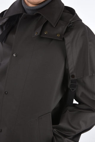 Coated Cotton Overcoat with Hood