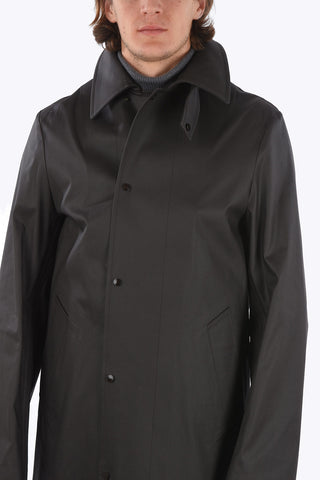 Coated Cotton Overcoat with Hood