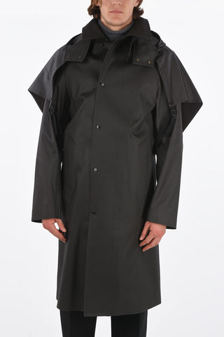 Coated Cotton Overcoat with Hood