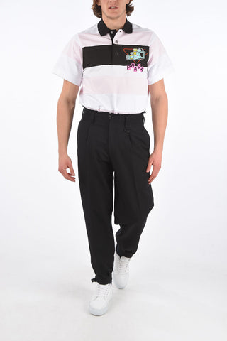 Single-pleated Pants with Frayed Raw Cut Waistline