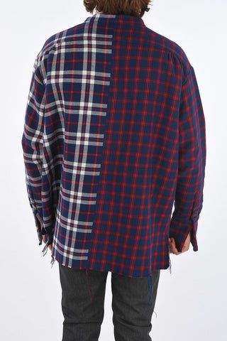 Districk Check Overshirt with Frayed Hem