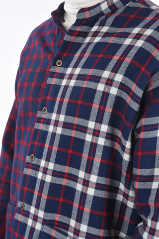 Districk Check Overshirt with Frayed Hem