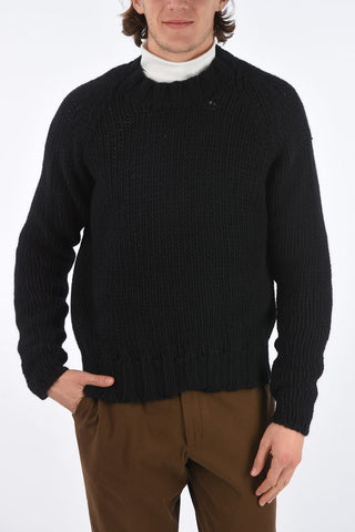 Crew Neck Wool and Angora Pullover