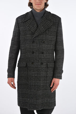 District Check Double Breasted Coat