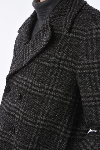 District Check Double Breasted Coat