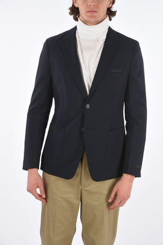 2 Buttons Wool Blend Blazer with Patch Pockets