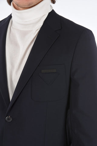 2 Buttons Wool Blend Blazer with Patch Pockets