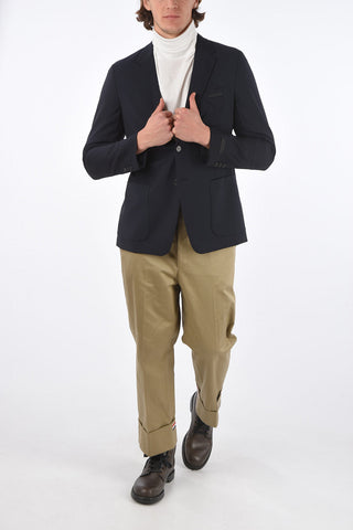 2 Buttons Wool Blend Blazer with Patch Pockets