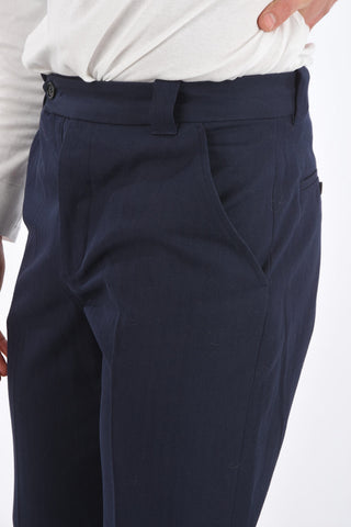 Hairline Striped Cotton and Lined Cropped Pants