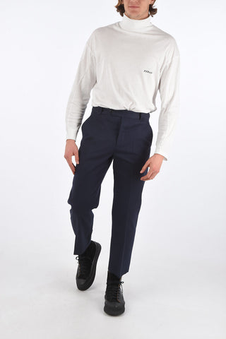 Hairline Striped Cotton and Lined Cropped Pants