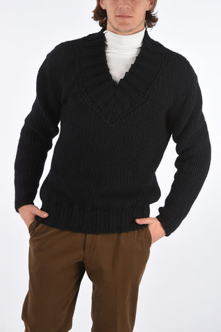 V Neck Wool and Angora Pullover