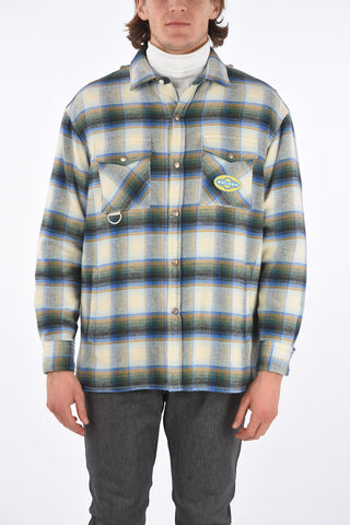 Plaid Check Lined Flannel Shirt with Press Studs