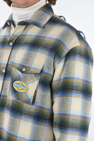 Plaid Check Lined Flannel Shirt with Press Studs