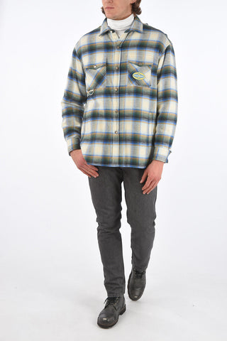 Plaid Check Lined Flannel Shirt with Press Studs