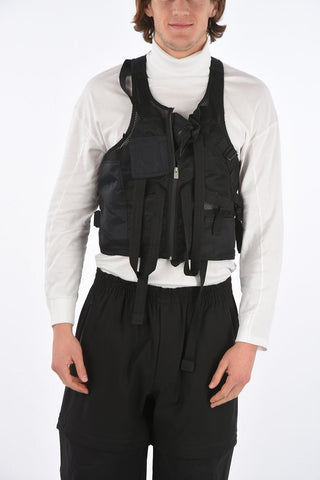 Mesh Fabric Vest with Techno Nylon Interts and Front Zip