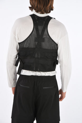 Mesh Fabric Vest with Techno Nylon Interts and Front Zip