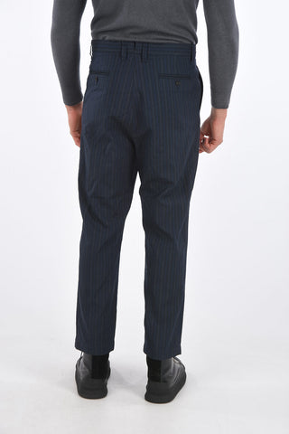 Pantaloni Gessati a Vita Alta con Passanti