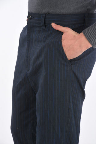 Pantaloni Gessati a Vita Alta con Passanti
