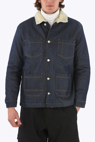 Giubbotto in Denim Foderato in Eco-Shearling