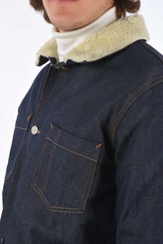 Giubbotto in Denim Foderato in Eco-Shearling