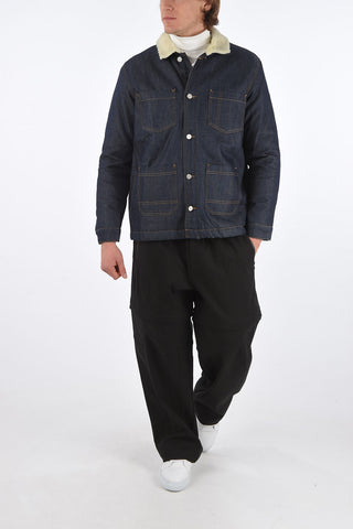 Giubbotto in Denim Foderato in Eco-Shearling