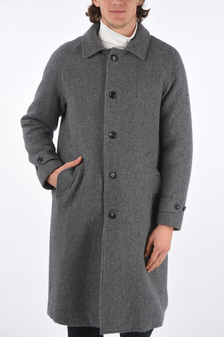Cappotto Monopetto in Misto Lana con Collo a Camicia